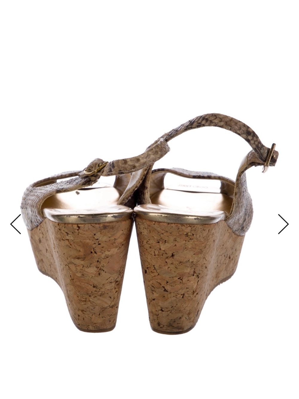Jimmy Choo Snakeskin Wedge Slingback Heels | Luxury Peep Toe Platform Sandals - Picture 5 of 6